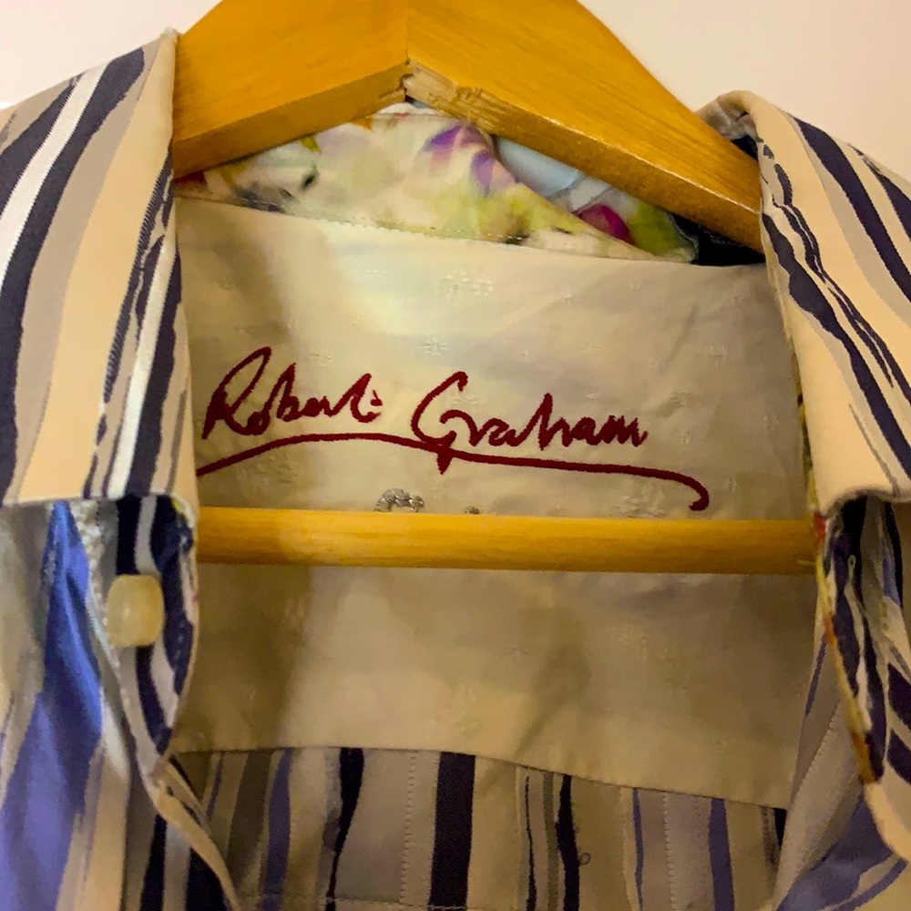 Robert Graham painted stripe silk shirt L - PRICE FIRM